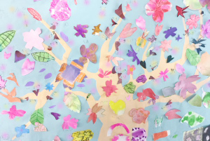 みんなで桜の壁画を作ろう！